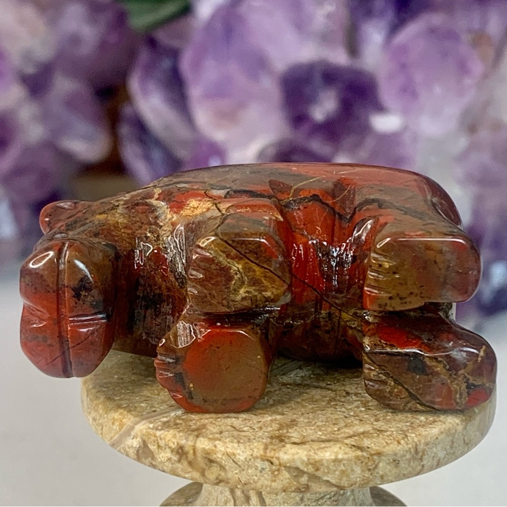 Red Tiger Iron Carved Stone Bear Crystal Carving Animal Figurine Rare 2" READ - Picture 13 of 16